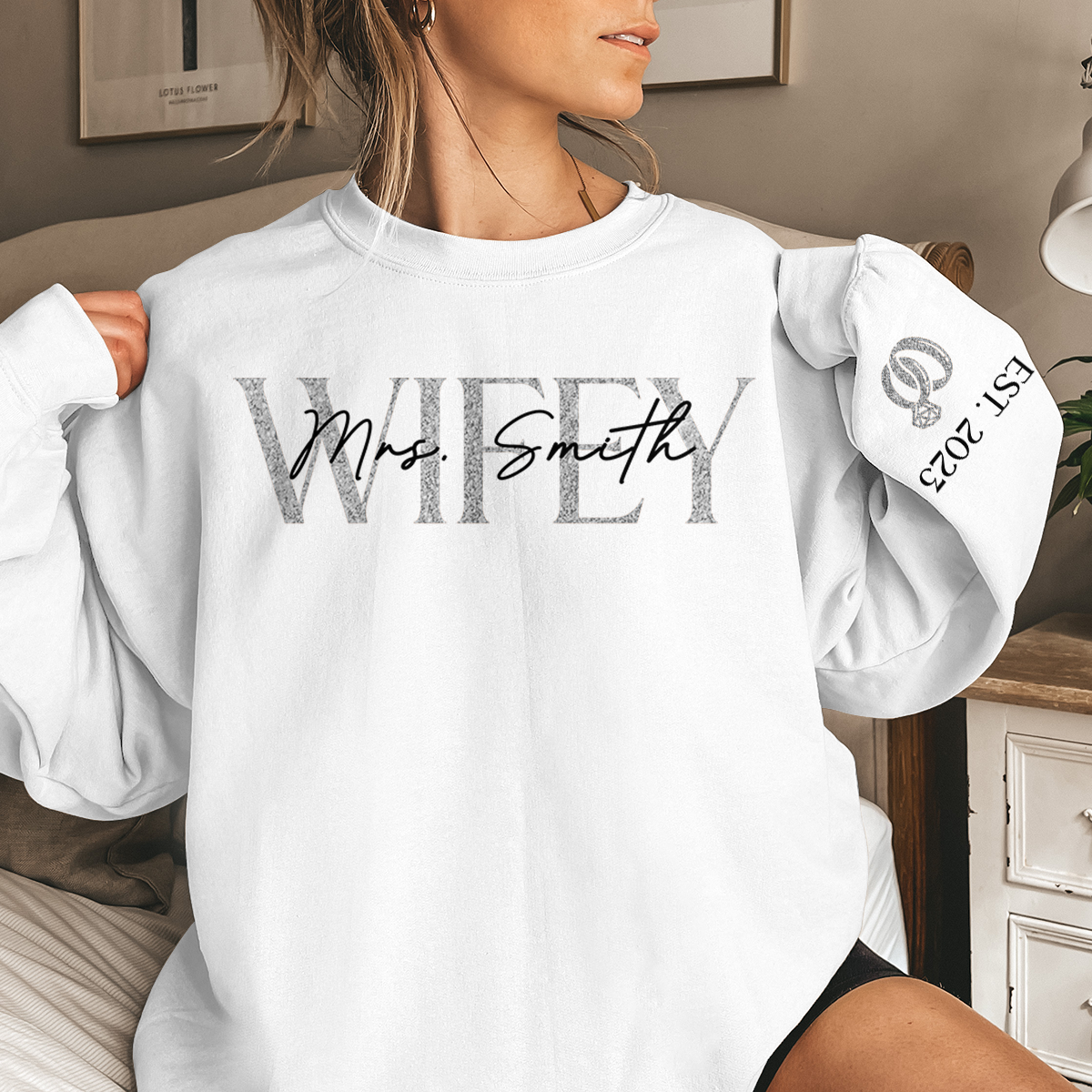 The Love Of Wifey Hubby Couple Personalized Custom Unisex Sweatshirt