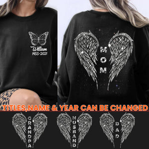 Angel Wings Memorial Personalized Black Sweatshirt