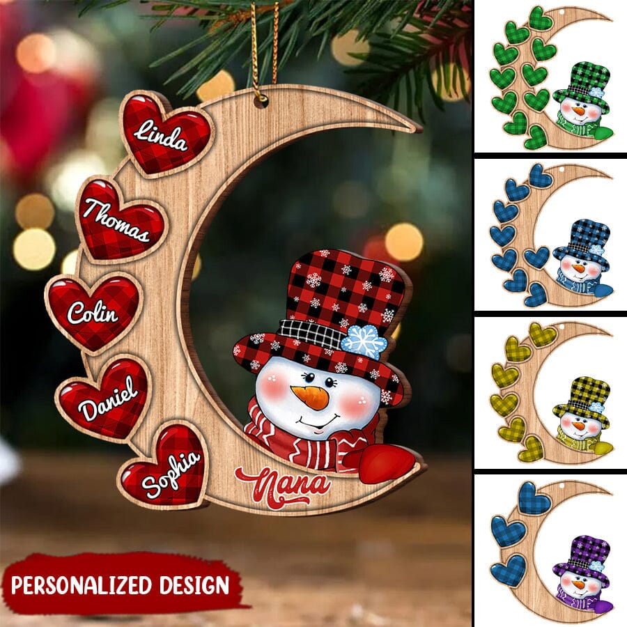 Christmas Snowman Nana Grandma Sweet Heart Kids Personalized Ornament