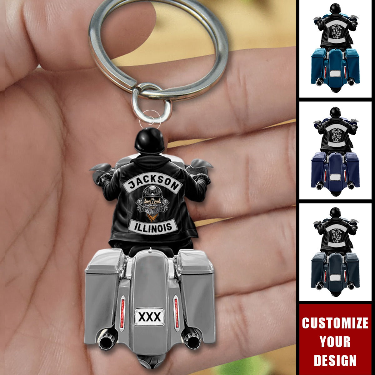 Biker Motorcycle Racing Personalized Keychain