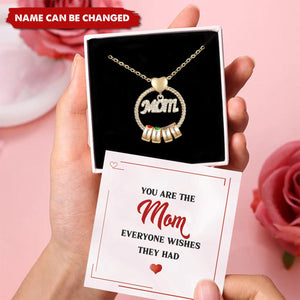 Personalized Mom Circle Birthstone Pendant Necklace Engraved Names