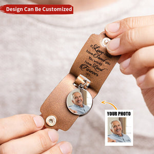 Personalized Leather Photo Keychain - Memorial Photo Gifts for Family Members