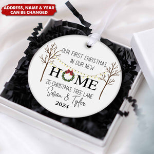 Our First Christmas in New Home Personalized Circle Ceramic Ornament