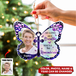 Personalized Memorial Upload Photo Butterfly Ornament