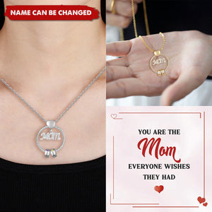 Personalized Mom Circle Birthstone Pendant Necklace Engraved Names