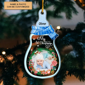 Baby 1st Christmas Milk Bottle - Personalized Custom Ornament