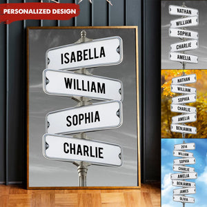 Family Intersection Sign Name Personalized Poster