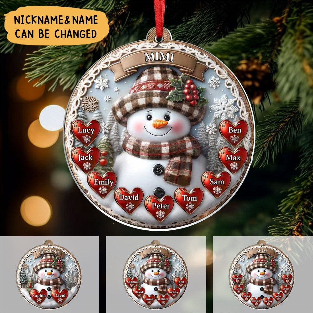 Pinky Glitter Christmas Snowman Grandma Mommy Hanging Snowball Kids Pe -  HumanCustom - Unique Personalized Gifts Made Just for You