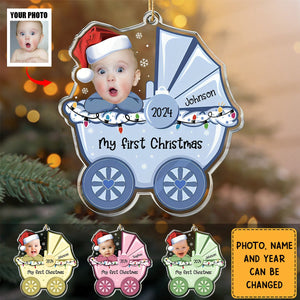 Custom Baby In Stroller - Personalized Acrylic Photo Ornament