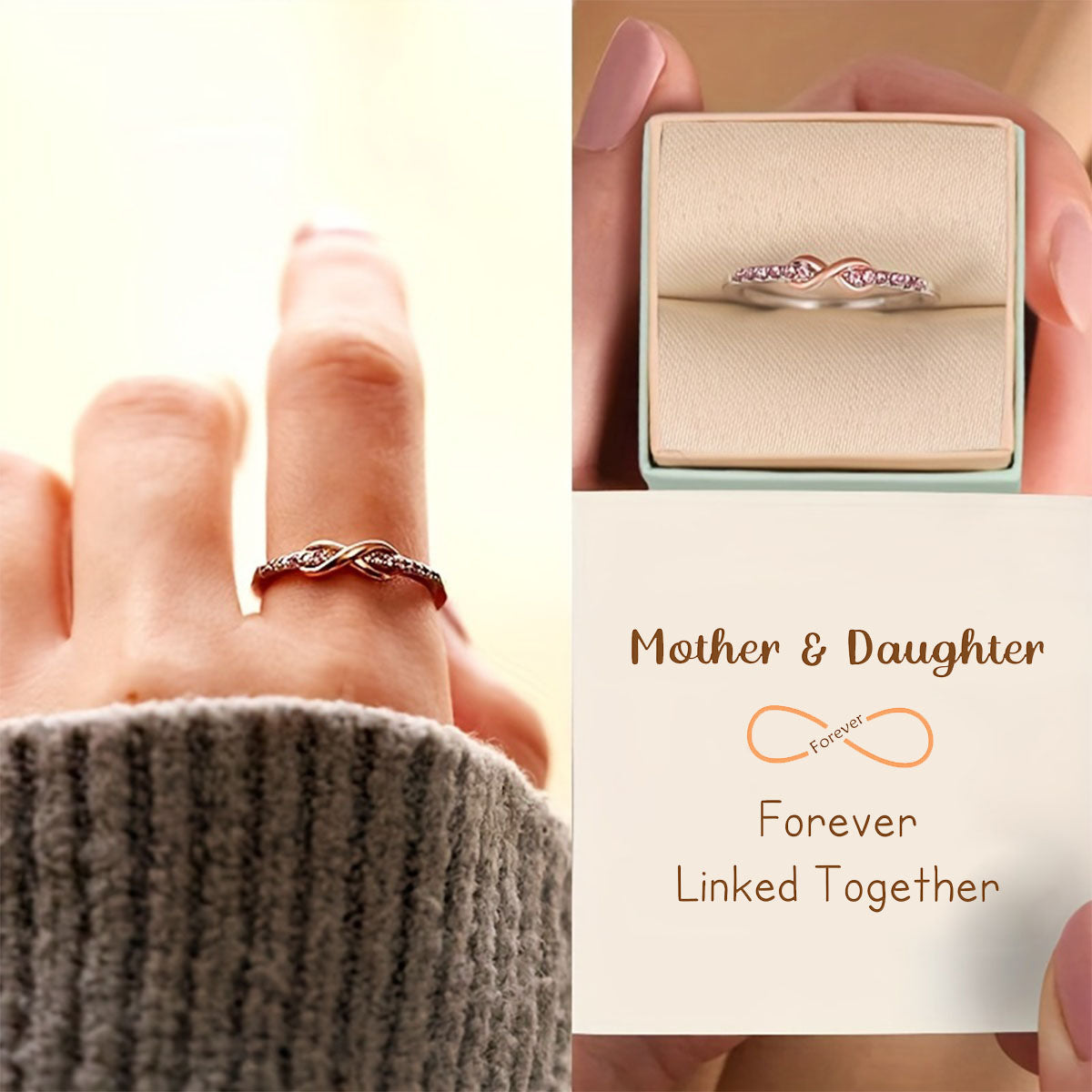 Mother & Daughter Forever Linked Together Ring - Mother Daughter Ring