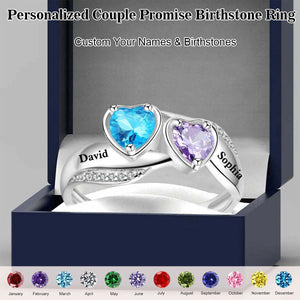 Personalized Ring with 2 Birthstones - Promise Ring For Her