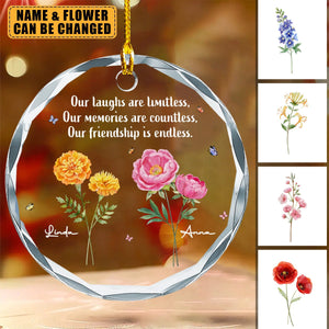 Friendship Is The Flower That Never Fades - Bestie Personalized Circle Ornament