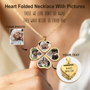 Personalized Photo Locket Necklace, Folding Locket with Pictures