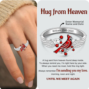 Personalized Memorial Cardinal Angel Wing Ring