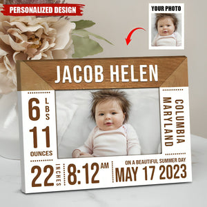 Personalized Birth Announcement Picture Frame - Newborn Gift