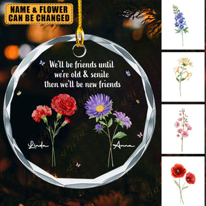 Friendship Is The Flower That Never Fades - Bestie Personalized Circle Ornament