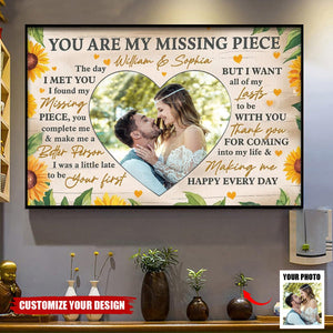 My Missing Piece Couple Photo Valentine's Day Gift Personalized Horizontal Poster