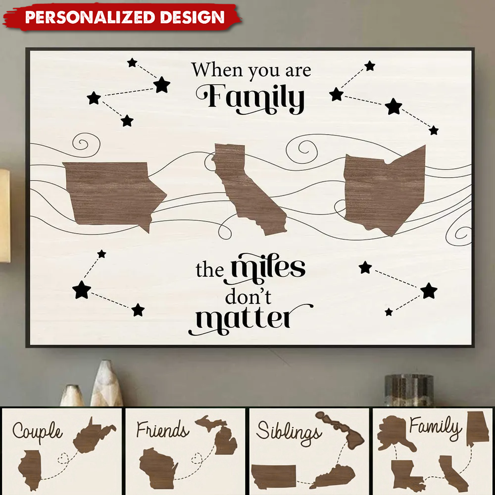 Long Distance Family Friends Siblings Sisters Besties Personalized Poster