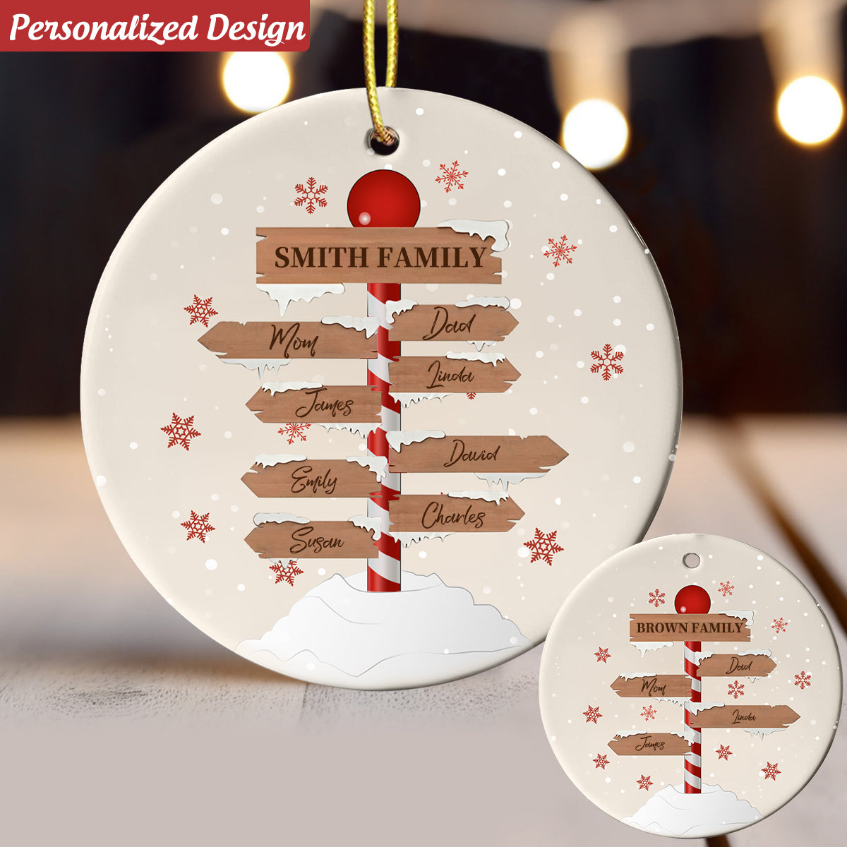 Personalized Family Christmas Road Sign Name Ornament