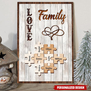 Personalized Love Family Name Puzzle Poster