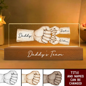 Daddy's Team Fist Bump Personalized Acrylic LED Night Light