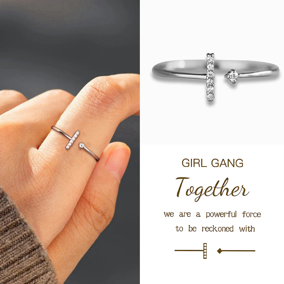 Girl Gang Minimalist T Shaped Ring - HAPPARY