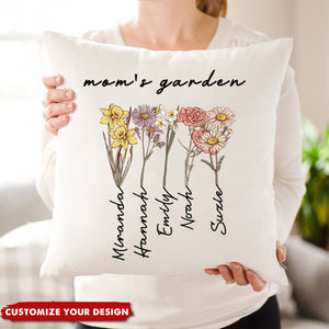 Custom Grandma's Garden Pillow-Personalized Birth Month Flowers Pillow