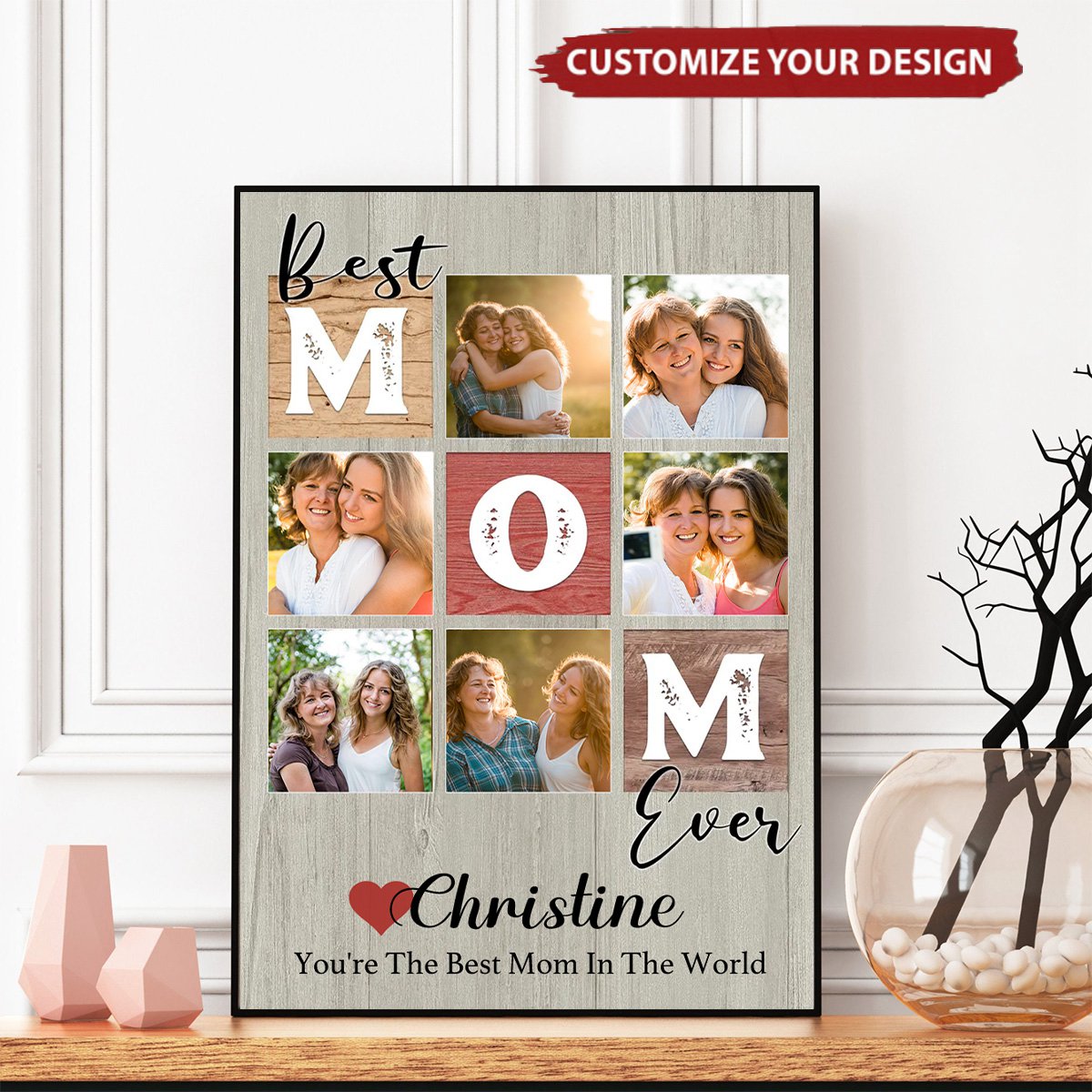 You're The Best Mom In The World-Personalized Canvas With Pictures