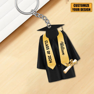 Personalized Graduation Gown Cap Custom Acrylic Keychain, Gift For Graduate