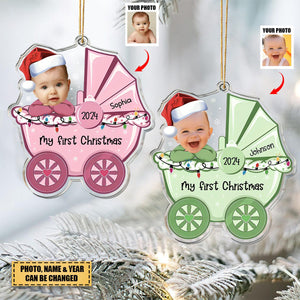 Custom Baby In Stroller - Personalized Acrylic Photo Ornament