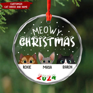 Cute Cats Meowy Christmas - Personalized Ornament, Gift For Cat Lover