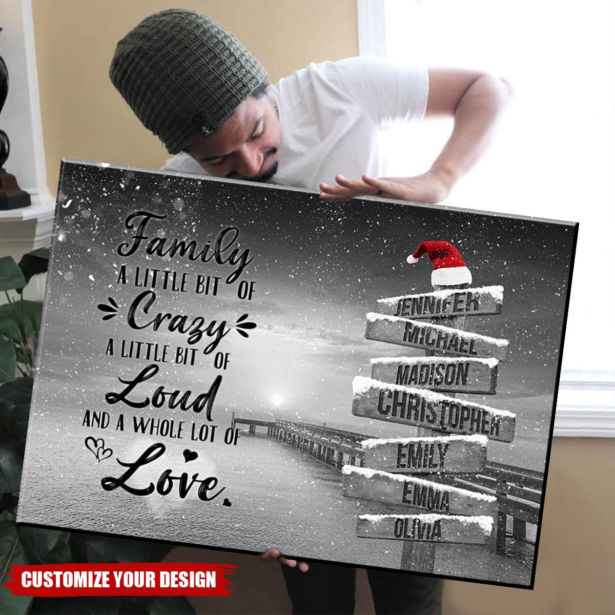 Family A Little Bit Of Crazy-Personalized Family Christmas Poster