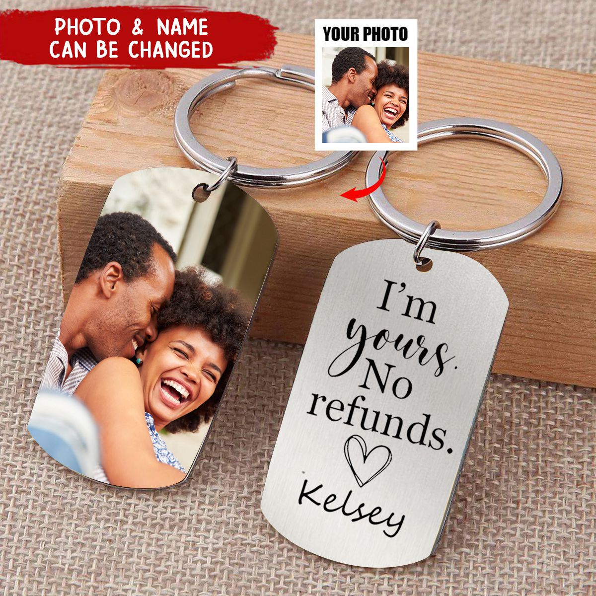 I'm yours no refunds-Funny Personalized Couple Keychain