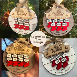 Personalized Custom Wooden Family Christmas Stocking Ornaments