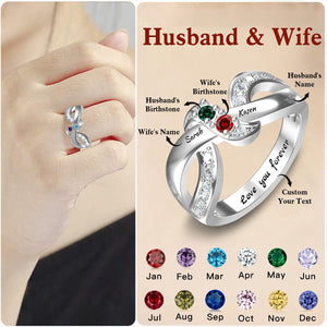 Personalized Ring with Birthstones & Names - Husbnad & Wife Ring