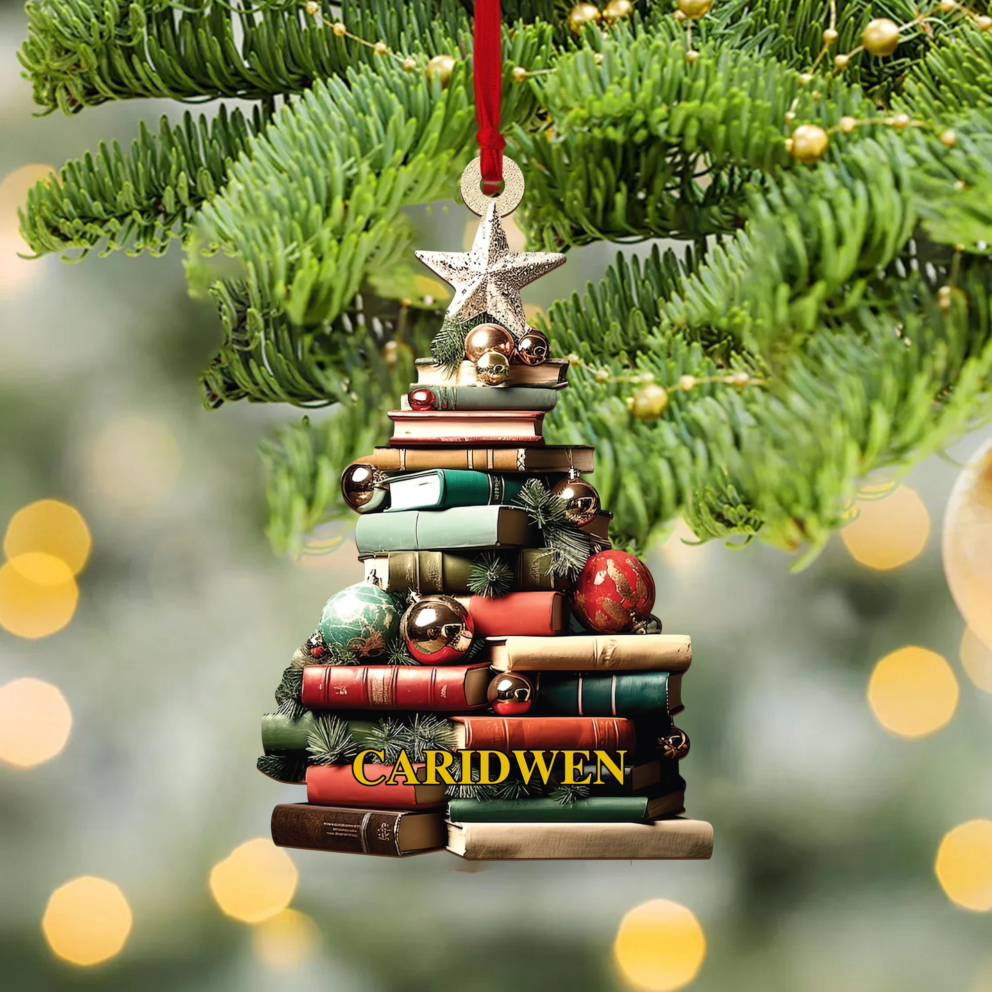 Personalized Christmas Book Tree Name Ornament