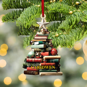 Personalized Christmas Book Tree Name Ornament