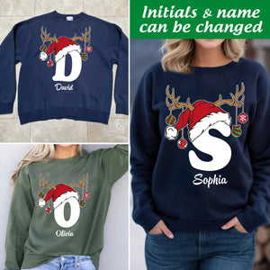 Personalized Christmas Reindeer Sweatshirt With Name