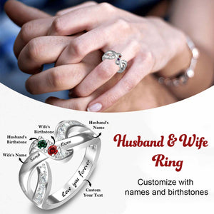 Personalized Ring with Birthstones & Names - Husbnad & Wife Ring