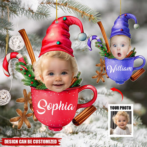 Personalized Cute Kids Photo Christmas Acrylic Ornament