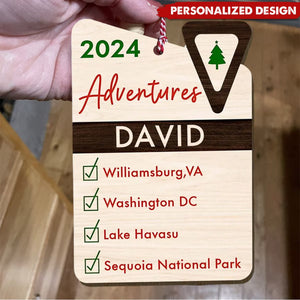 Personalized Adventure List Christmas Ornament, Travel Christmas Ornament, Travel Gift, National Park Ornament