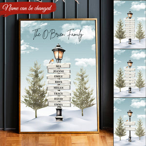 Personalized Family Christmas Tree Sign Post Canvas - Gifts For Family