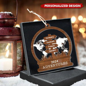 Personalized Traveling Christmas Wooden Ornament