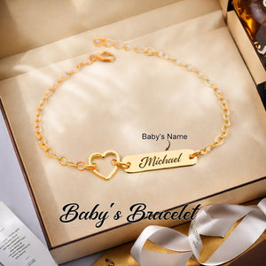 Baby Bar Name Bracelet With Heart Charm - Personalized Child ID Bracelet