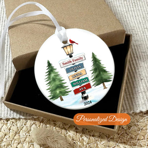 Personalized Christmas Tree And Road Sign Ceramic Ornaments