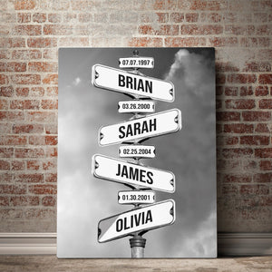 Personalized Family Canvas-Names of Children With The Date Of Birth