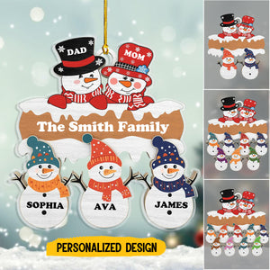 Personalized Snowman Family Christmas Acrylic Ornament