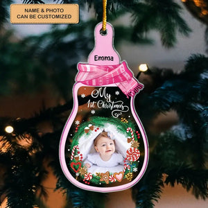 Baby 1st Christmas Milk Bottle - Personalized Custom Ornament