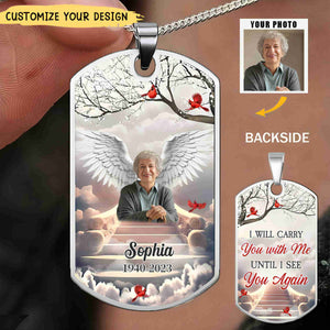 Memorial Upload Photo Angel Wings Personalized Dogtag Necklace