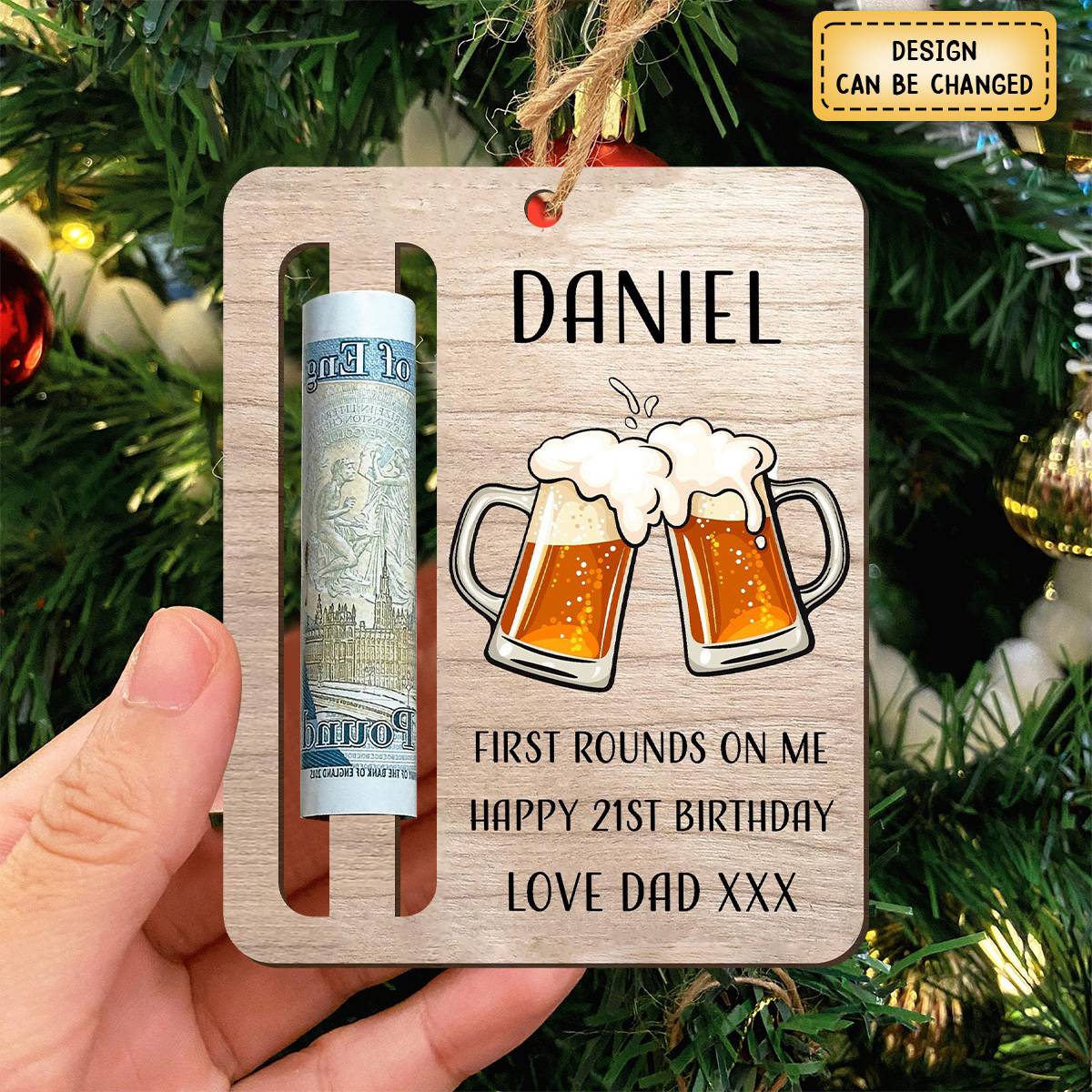 21st Birthday Gift Personalized Money Holder Ornament